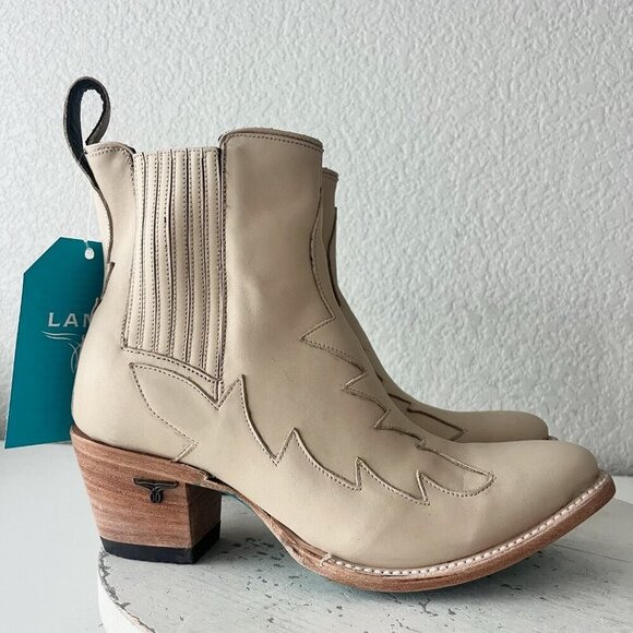 Lane CHELSEA Womens Cowboy Bootie 8 Western Pale Ivory Short Cowgirl Ankle Boots - Picture 2 of 14